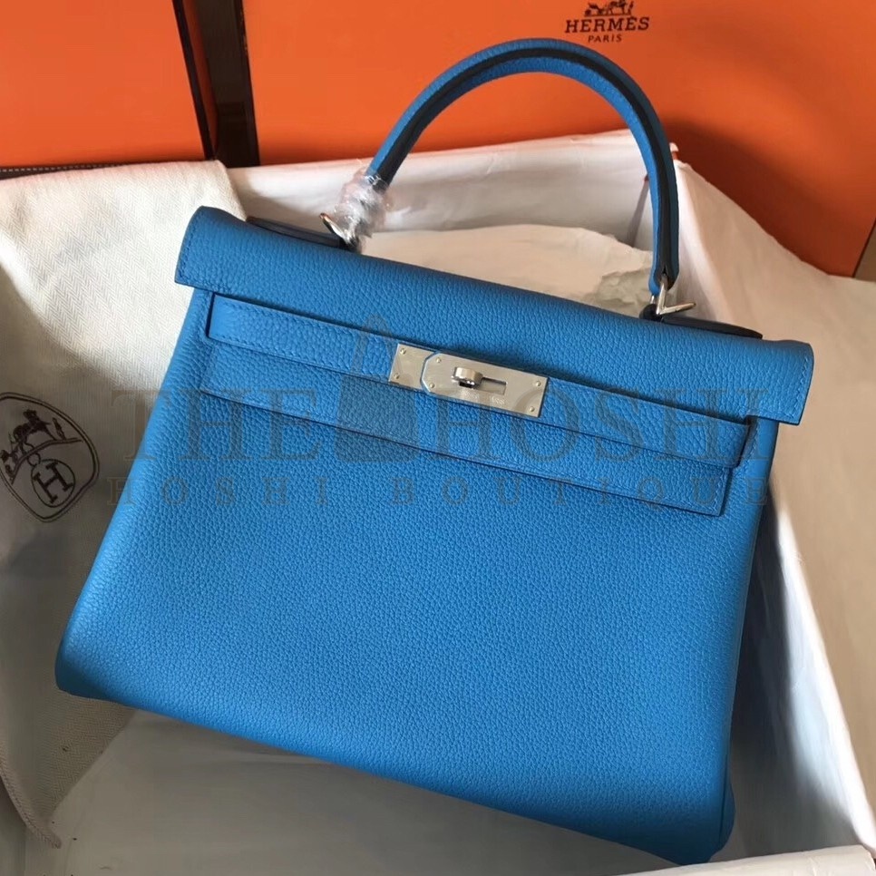 H**me5 Blue Zanzibar Clemence Kelly 28cm Handmade Bag Master Quality