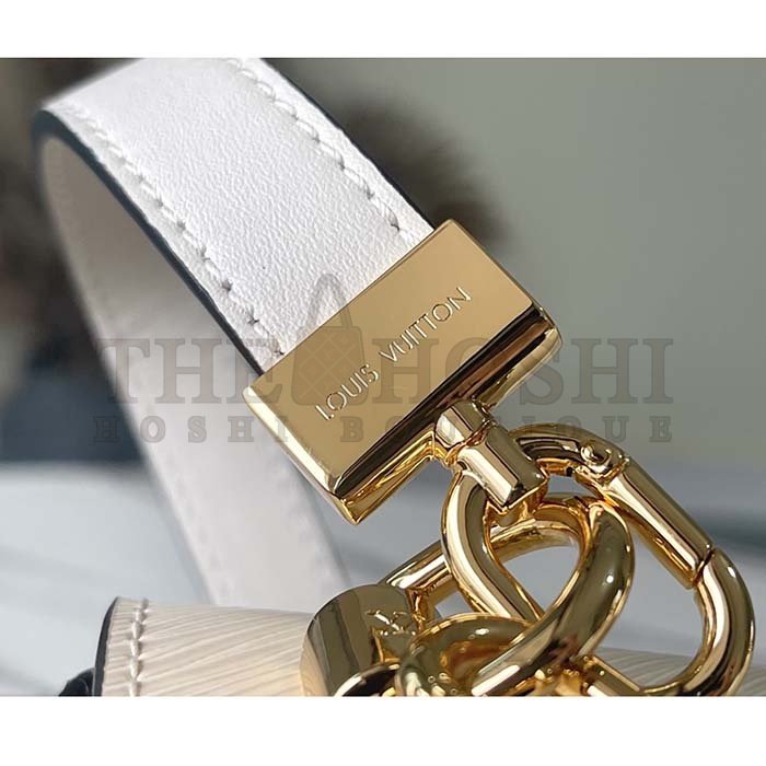 L0vis Vvtt0n LV Women Twist MM Handbag Quartz White Epi Grained Leather Master Quality