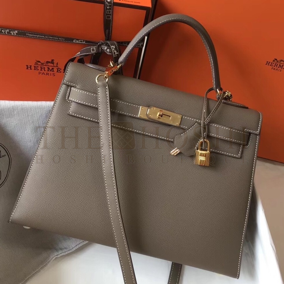 H**me5 Taupe Epsom Kelly 32cm Sellier Bag Master Quality