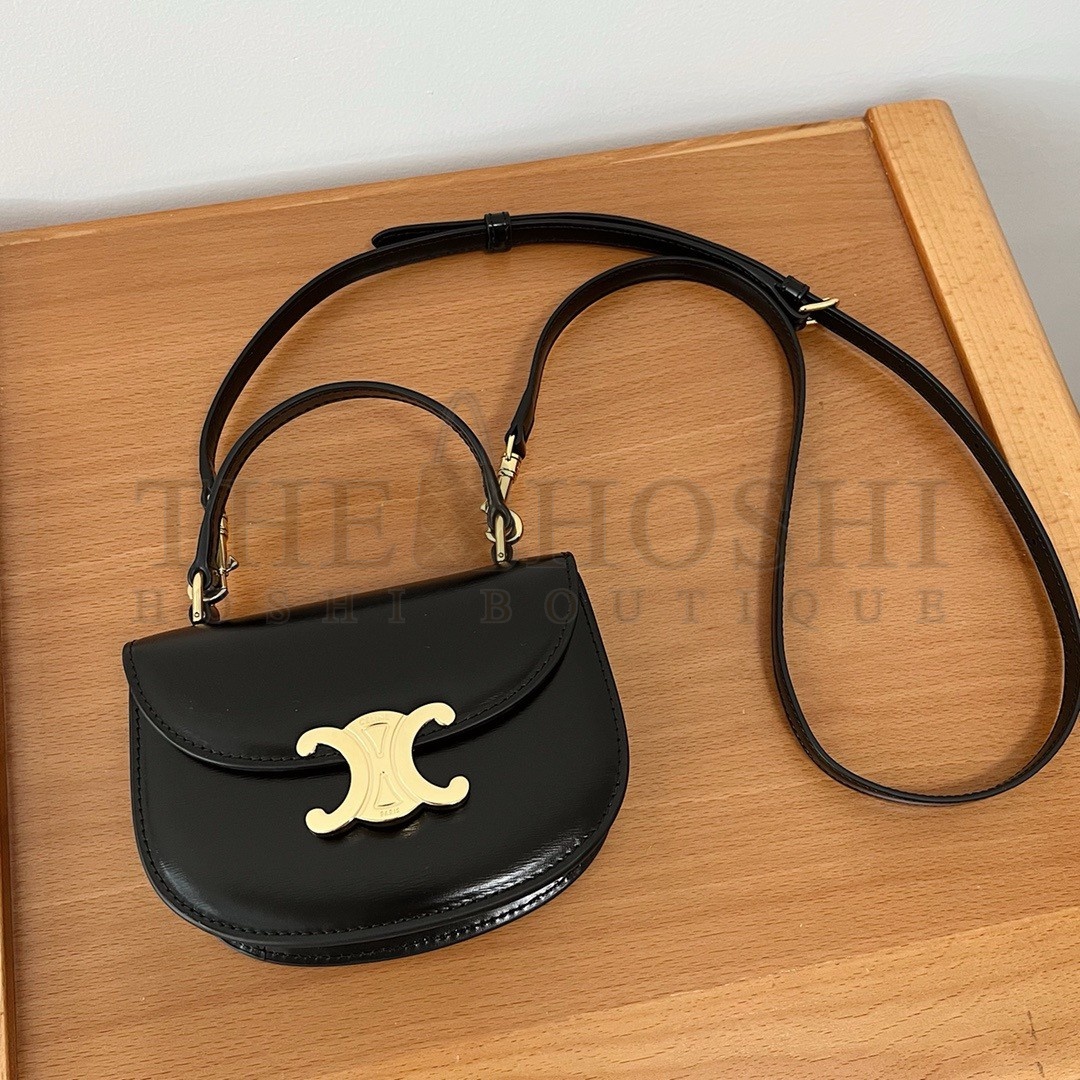 Ce1i*e Mini Besace Clea Bag in Black Calfskin Master Quality