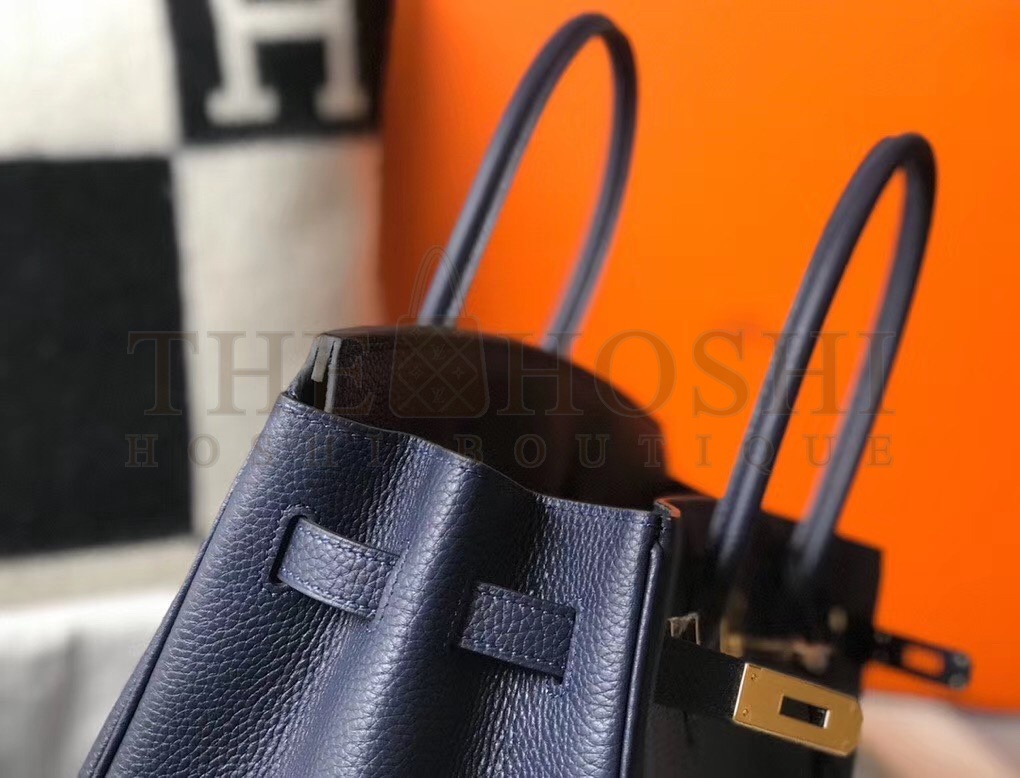 H**me5 Birkin 35 Bag in Navy Blue Clemence Leather with GHW Master Quality