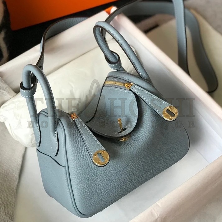 H**me5 Lindy Mini Bag In Blue Lin Clemence Leather GHW Master Quality