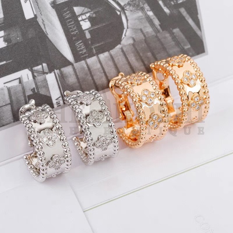 V*n Cl**f & Arpels Kaleidoscope Earrings, Perlée clovers hoop earrings Master Quality