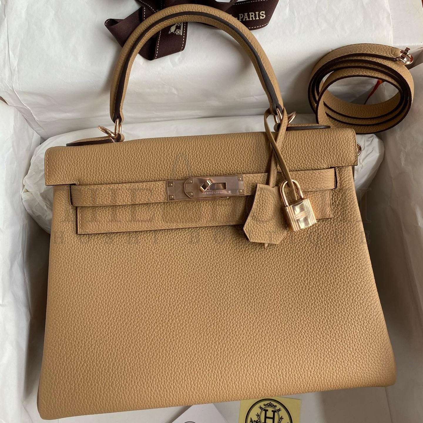 H**me5 Kelly Retourne 28 Handmade Bag In Chai Clemence Leather Master Quality