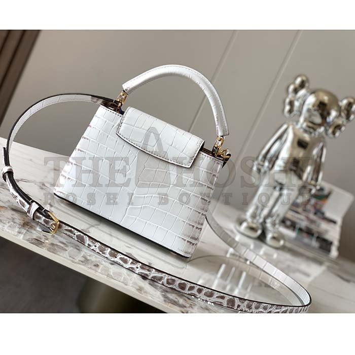 L0vis Vvtt0n LV Women Capucines Mini Handbag Beige Brown Brilliant Crocodilien Leather Master Quality