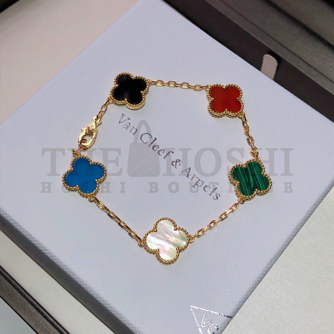 V*n Cl**f & Arpels Colorful Rainbow Bracelet, Vintage Alhambra bracelet, 5 motifs Master Quality