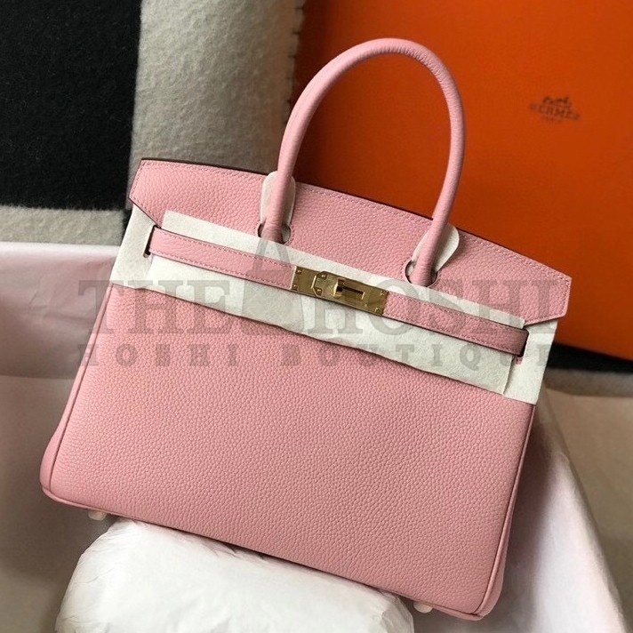 H**me5 Birkin 30 Bag in Pink Clemence Leather with GHW Master Quality