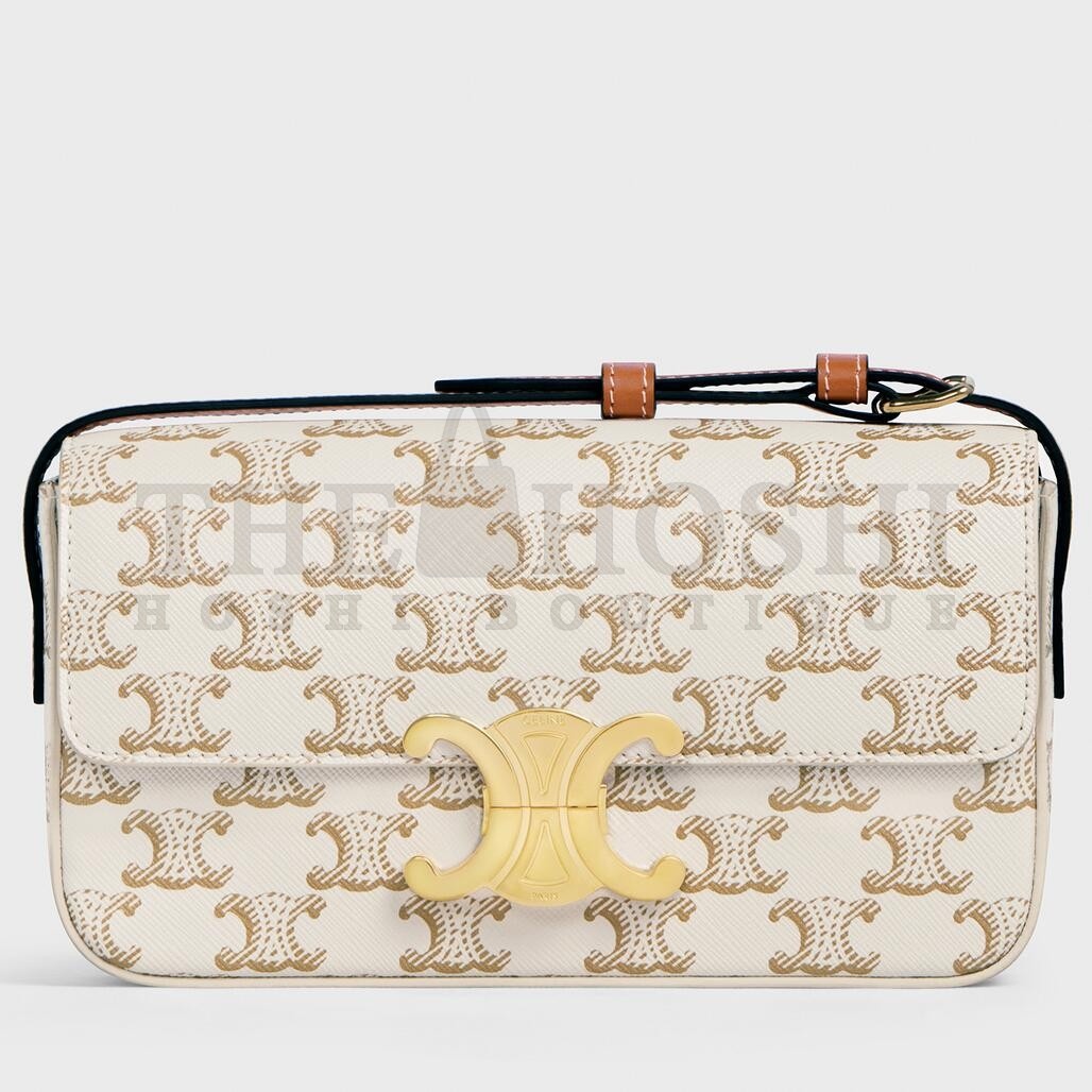 Ce1i*e Claude Shoulder Bag in White Triomphe Canvas Master Quality