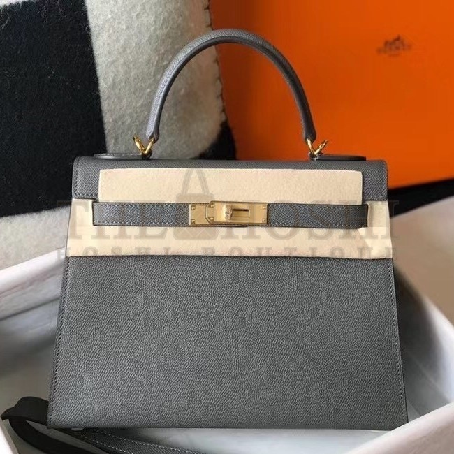 H**me5 Kelly 28cm Sellier Bag In Ardoise Epsom Leather Master Quality