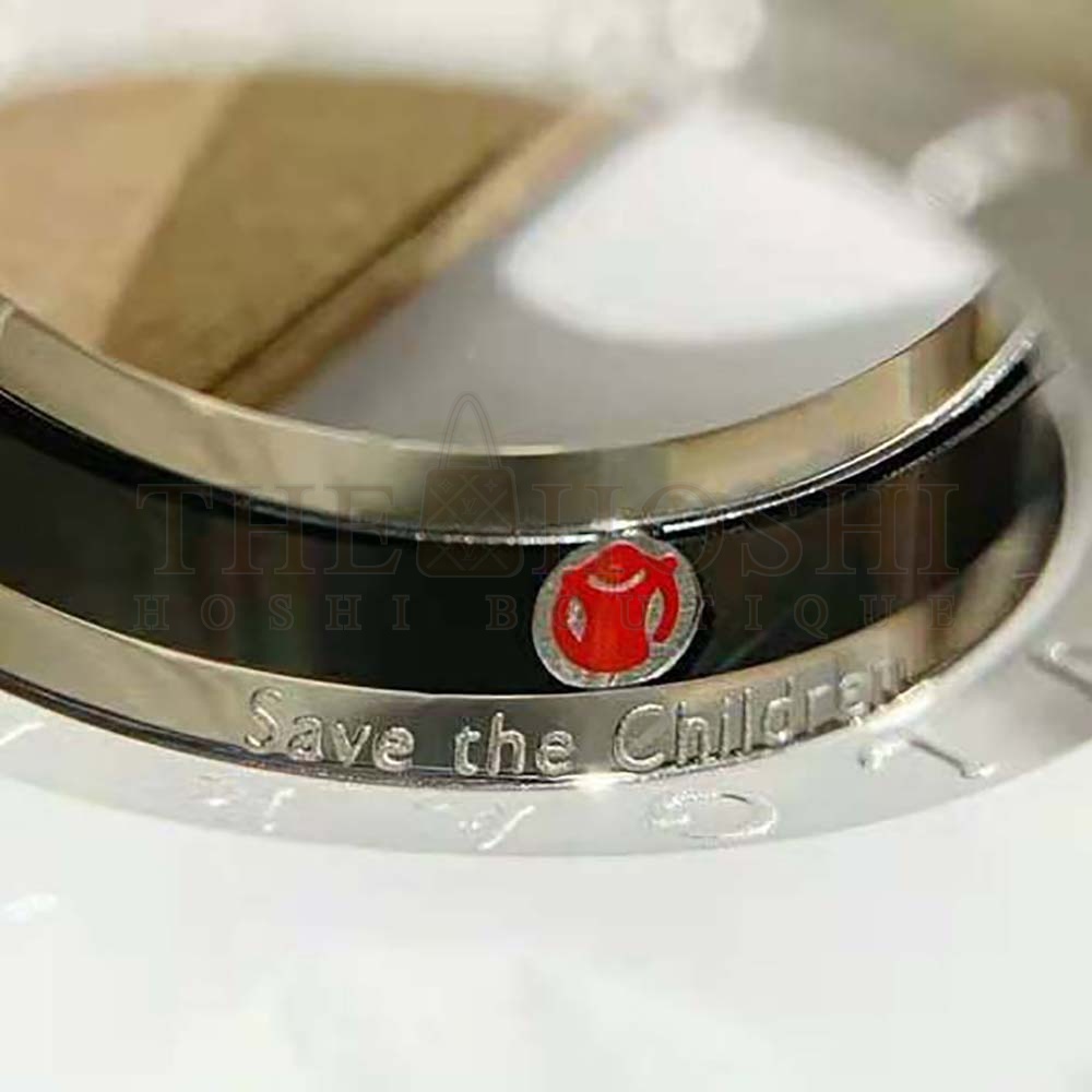 Bv1g*ai Women Save the Children One-band Sterling Silver Ring with Black Ceramic Master Quality