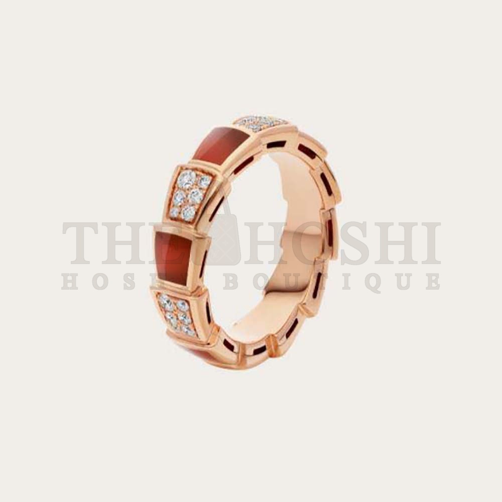 Bv1g*ai Women Serpenti Viper Band Ring in 18 KT Rose Gold-Red Master Quality