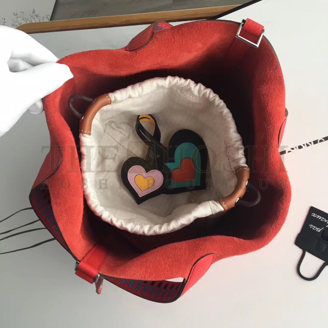 H**me5 Red Picotin Lock 22cm Braided Handle Bag Master Quality