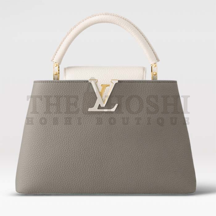 L0vis Vvtt0n LV Women Capucines MM Handbag Steeple Gray Greige Taurillon Leather Master Quality