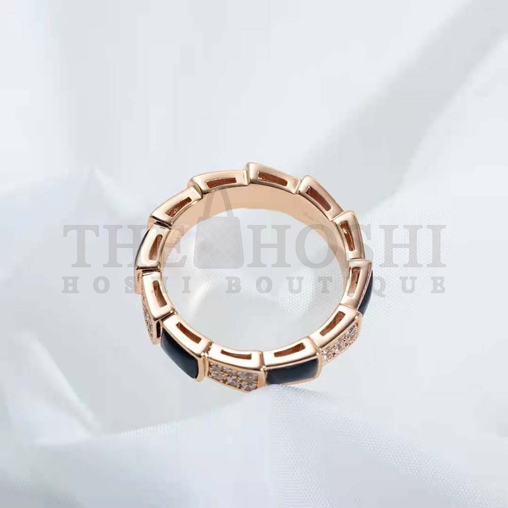 Bv1g*ai Women Serpenti Viper Band Ring in 18 KT Rose Gold-Black Master Quality