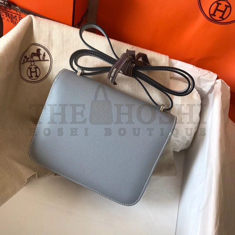 H**me5 Mini Constance 18cm Epsom Blue Lin Bag Master Quality