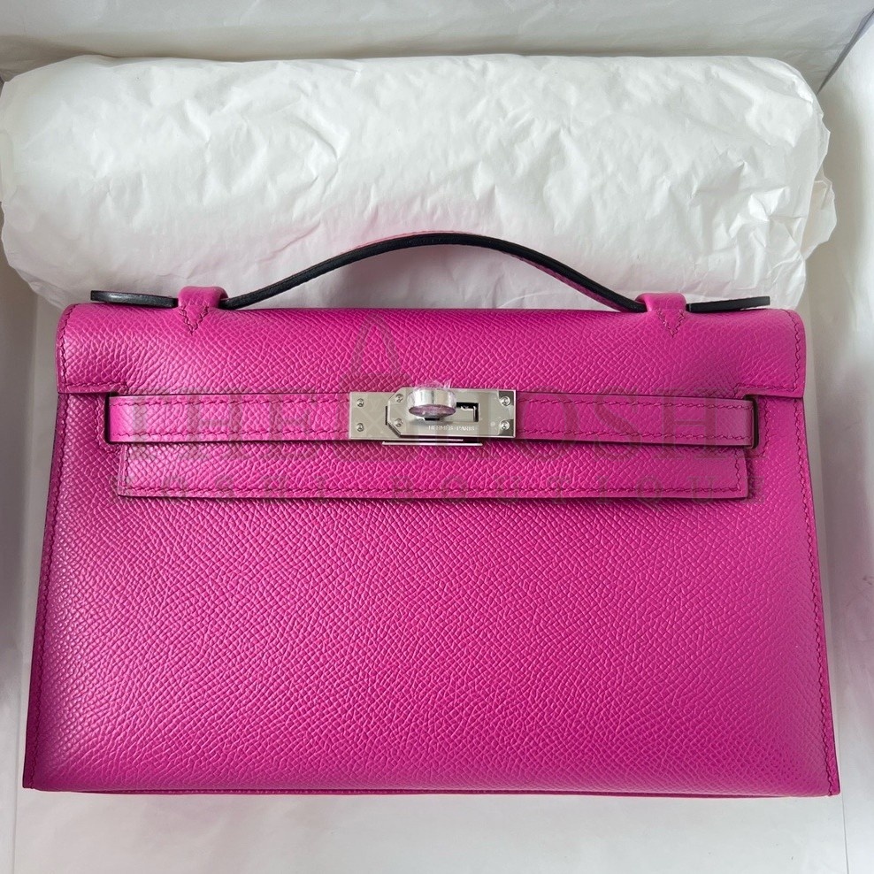H**me5 Kelly Pochette Handmade Bag In Rose Purple Epsom Calfskin Master Quality
