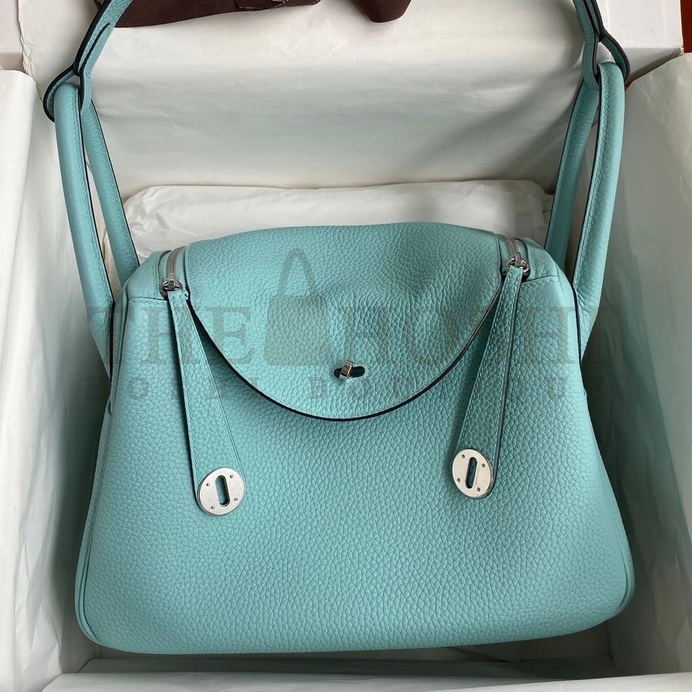 H**me5 Lindy 30 Handmade Bag In Blue Atoll Clemence Leather Master Quality