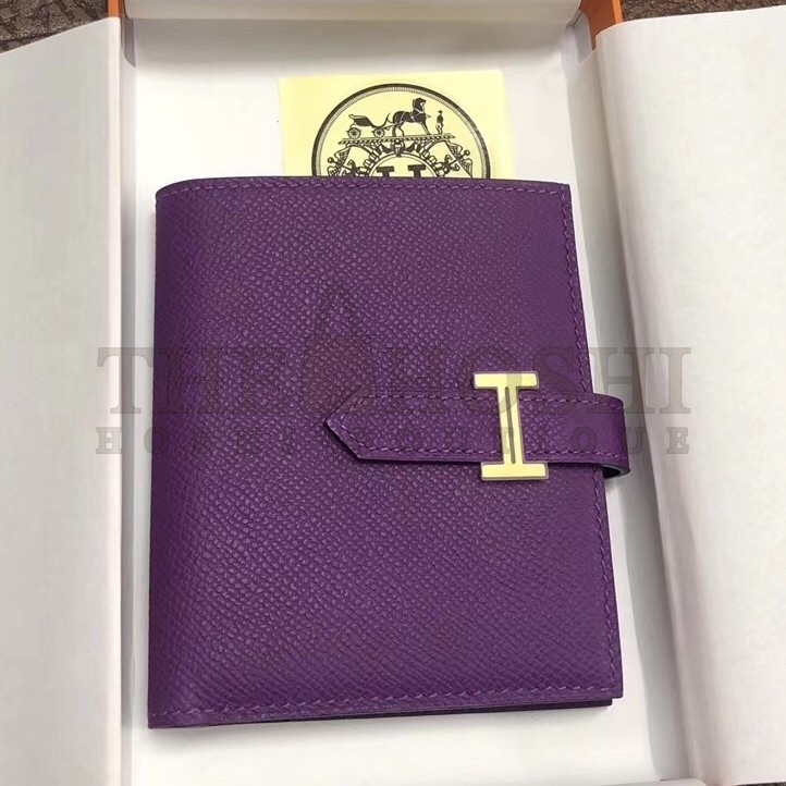 H**me5 Bearn Compact Wallet In Purple Epsom Leather Master Quality