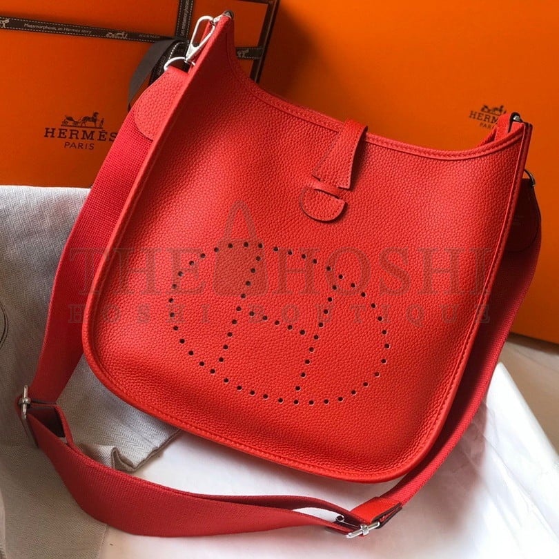 H**me5 Evelyne III 29 Bag In Red Clemence Leather Master Quality
