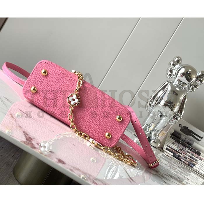 L0vis Vvtt0n LV Women Capucines Mini Handbag Rose Chamallow Pink Taurillon Leather Master Quality