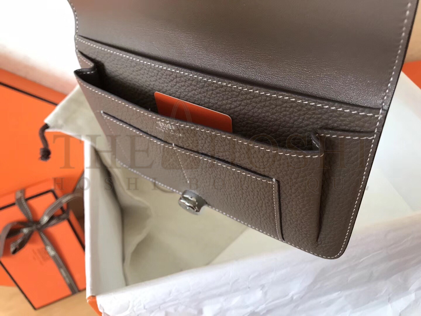 H**me5 Bicolor Dogon Duo Wallet In Black/Taupe Leather Master Quality