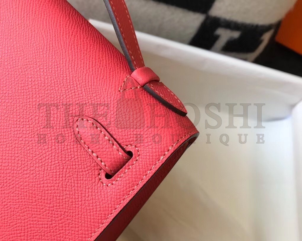 H**me5 Kelly Pochette Bag In Rose Lipstick Epsom Leather Master Quality