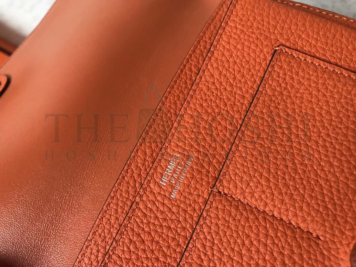 H**me5 Bicolor Dogon Duo Wallet In Malachite/Orange Leather Master Quality