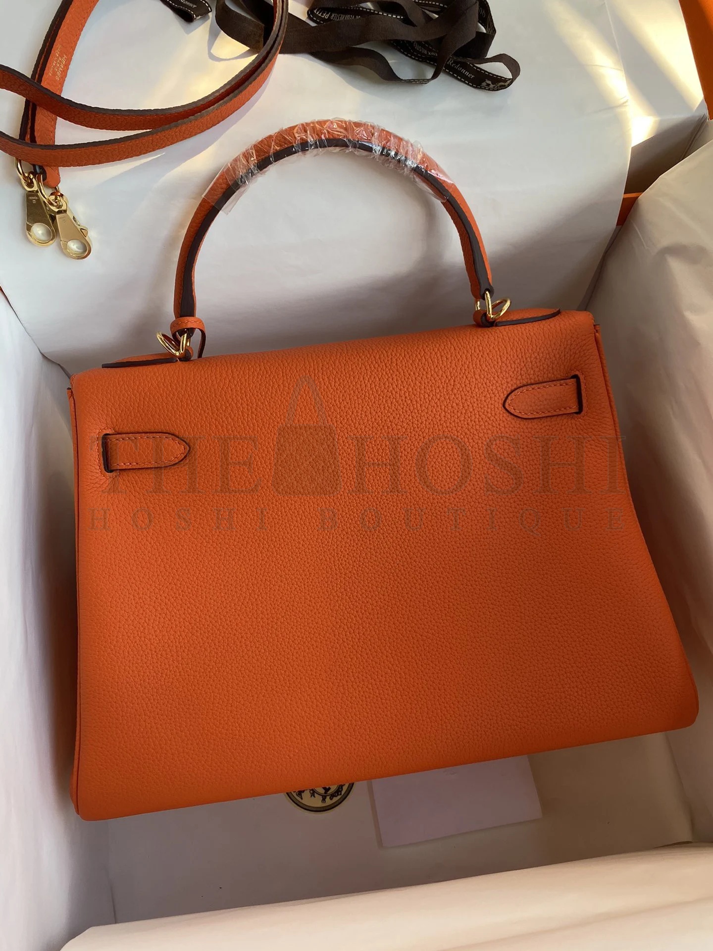 H**me5 Kelly Retourne 32 Handmade Bag In Orange Clemence Leather Master Quality