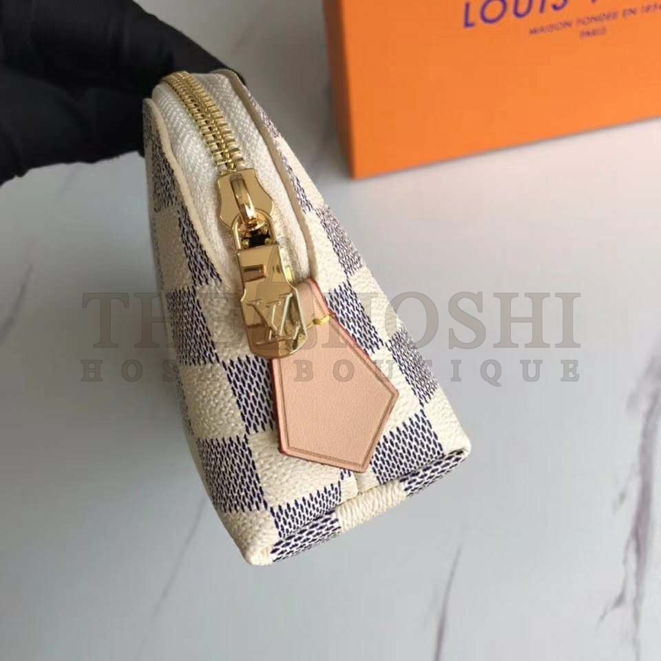 L0vis Vvtt0n LV Women Cosmetic Pouch Damier Azur Canvas-Grey Master Quality