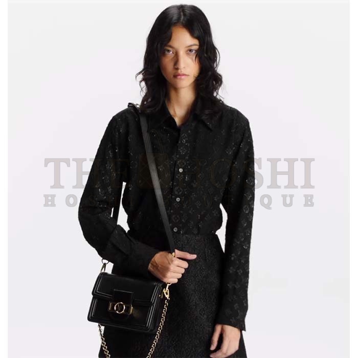 L0vis Vvtt0n LV Women Mini Dauphine Handbag Black Epi Grained Cowhide Leather Microfiber Lining Master Quality