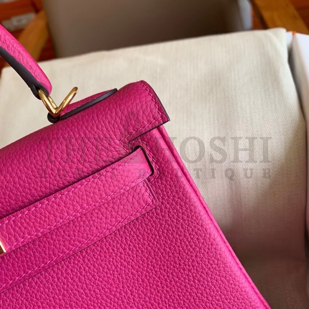 H**me5 Kelly Retourne 25 Handmade Bag In Rose Purple Clemence Leather Master Quality