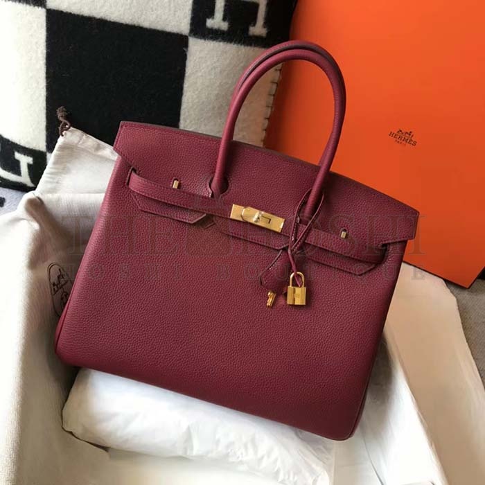 H**me5 Women Birkin 30 Bag in Epsom Leather with Gold Hardware-Maroon Master Quality