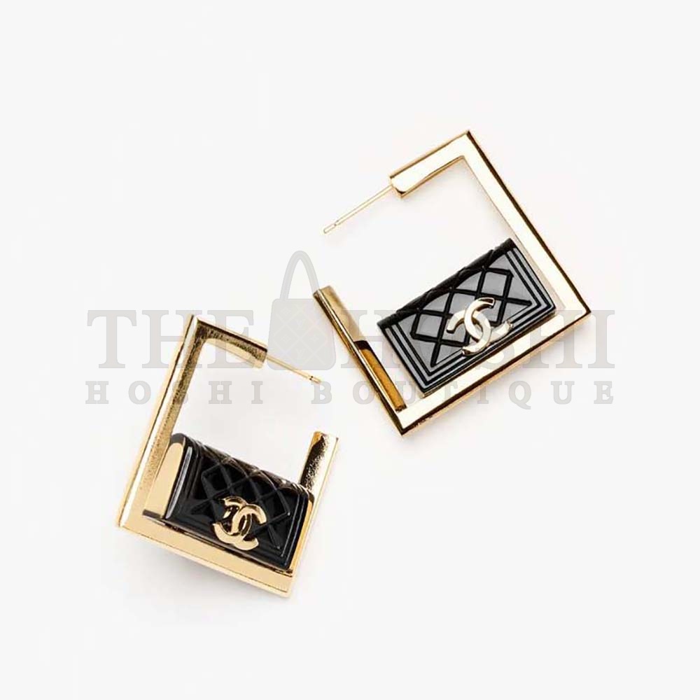 Ch**el Women Hoop Earrings in Metal and Resin-Black Master Quality