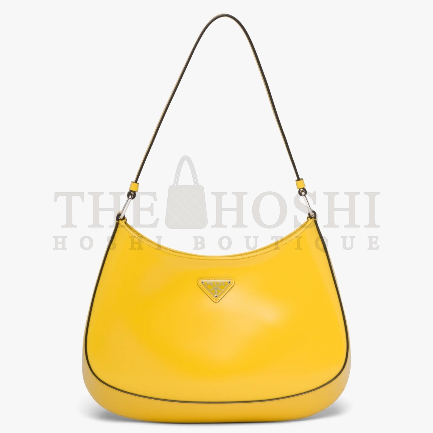 Pra*a Cleo Shoulder Small Bag In Yellow Brushed Leather Master Quality