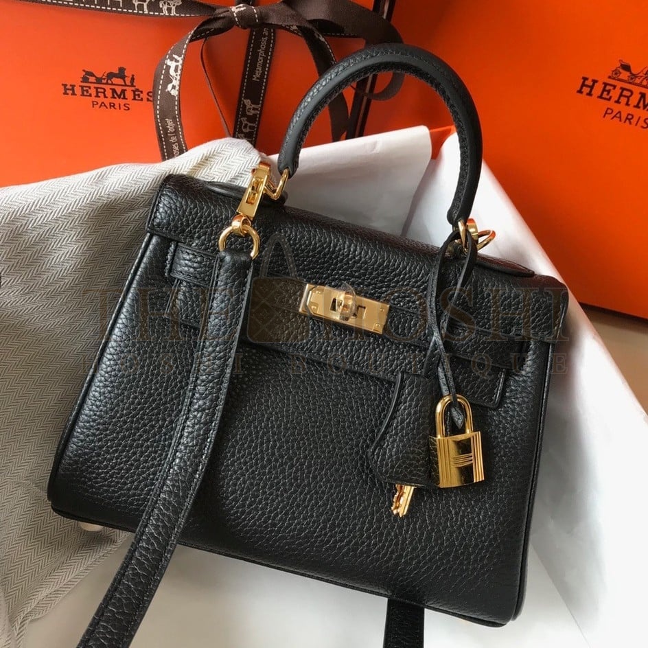 H**me5 Kelly 20cm Bag In Black Clemence Leather GHW Master Quality
