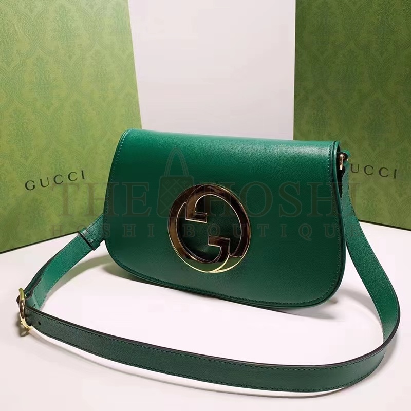 Gvc*1 Women GG Blondie Shoulder Bag Emerald Green Leather Round Interlocking G Master Quality
