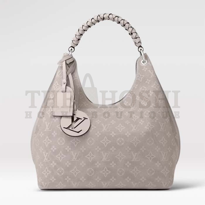 L0vis Vvtt0n LV Women Carmel Hobo Bag Gris Souris Gray Mahina Perforated Calfskin Leather Master Quality