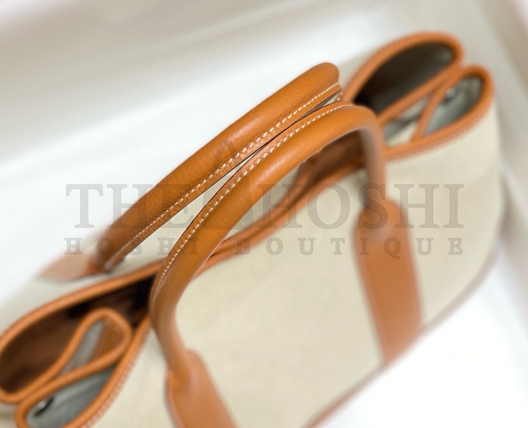 H**me5 Garden Party 36cm Bag in Toile and Gold Leather Master Quality