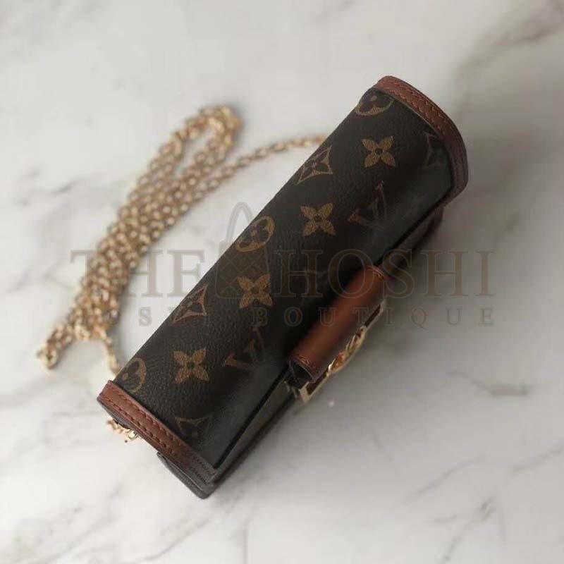 L0vis Vvtt0n LV Women Dauphine Chain Wallet Monogram Canvas-Brown Master Quality