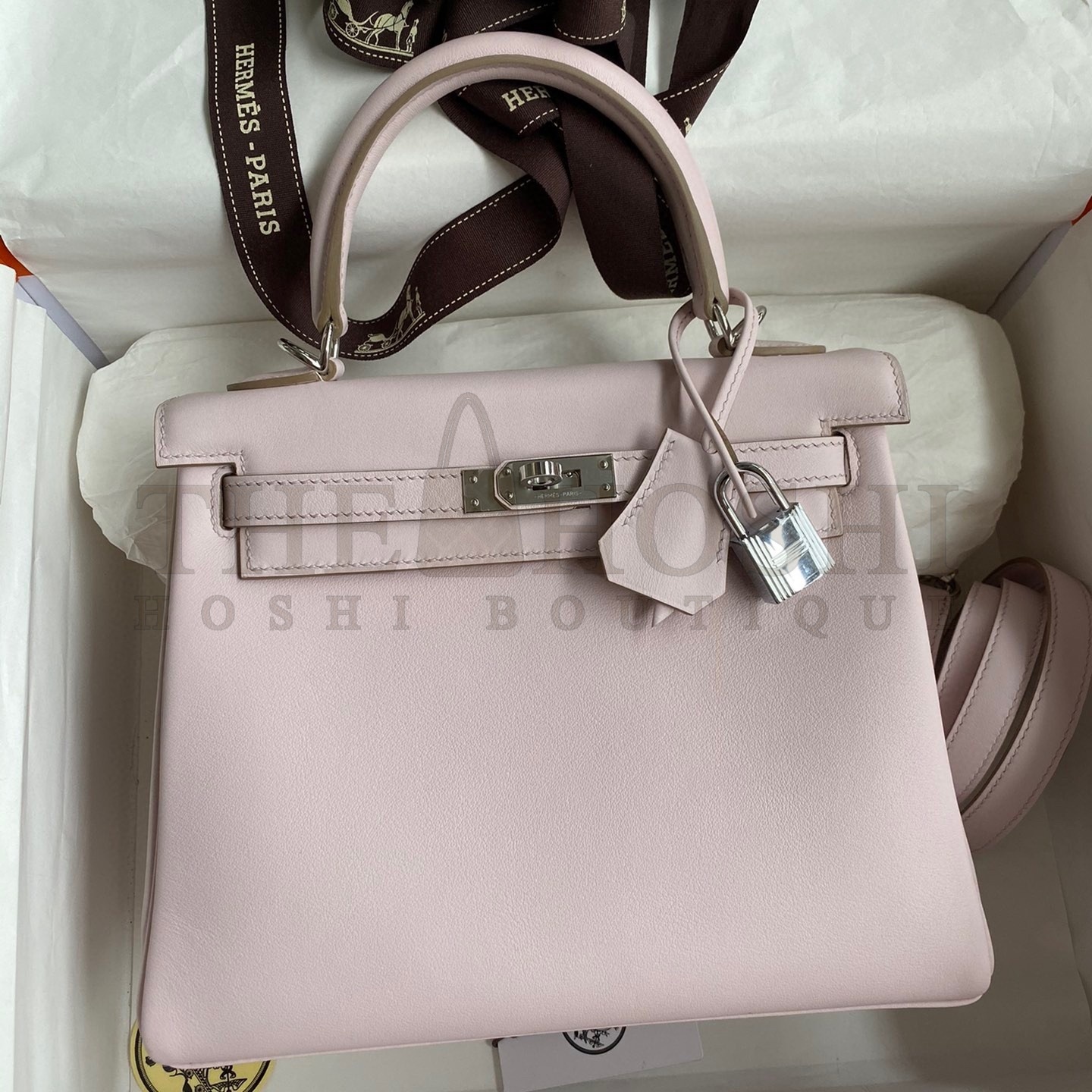 H**me5 Kelly Retourne 25 Handmade Bag In Mauve Pale Swift Calfskin Master Quality