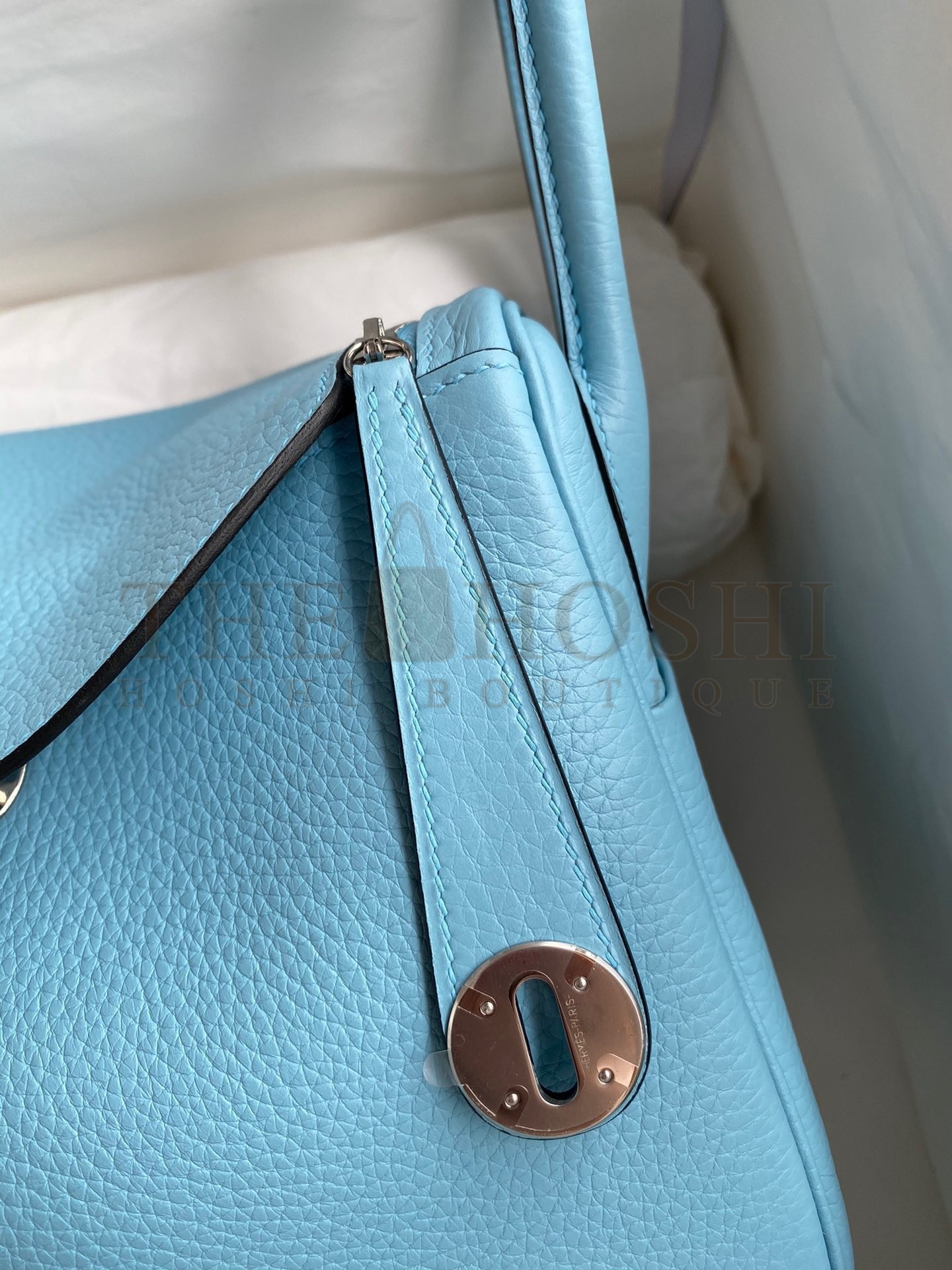 H**me5 Lindy 26 Handmade Bag In Blue Atoll Clemence Leather Master Quality