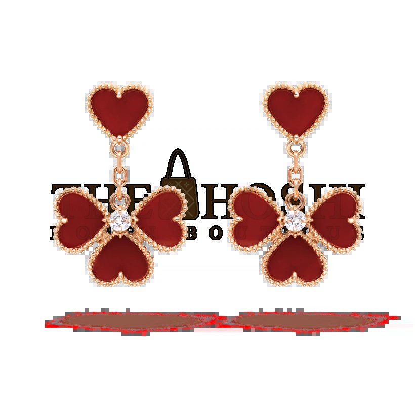 V*n Cl**f & Arpels Four Hearts Stud Earrings, Sweet Alhambra effeuillage earrings Master Quality