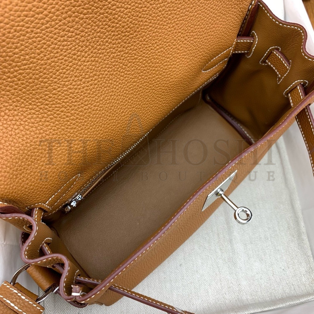 H**me5 Kelly Messenger Bag in Gold Clemence Leather Master Quality