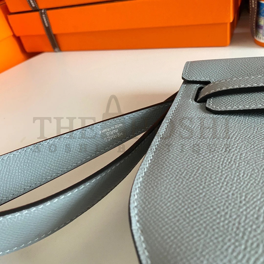 H**me5 Kelly Depeches 25 Pouch in Blue Lin Epsom Calfskin Master Quality