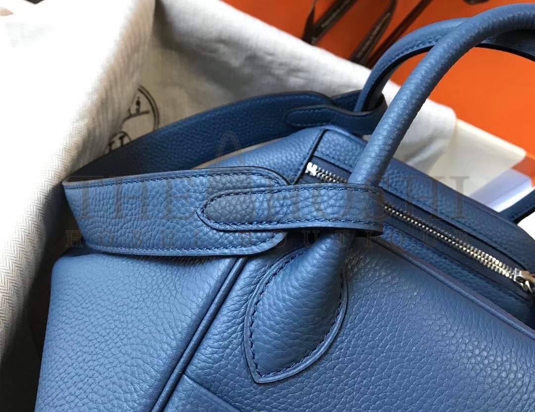 H**me5 Lindy 30cm Bag In Blue Agate Clemence Leather Master Quality