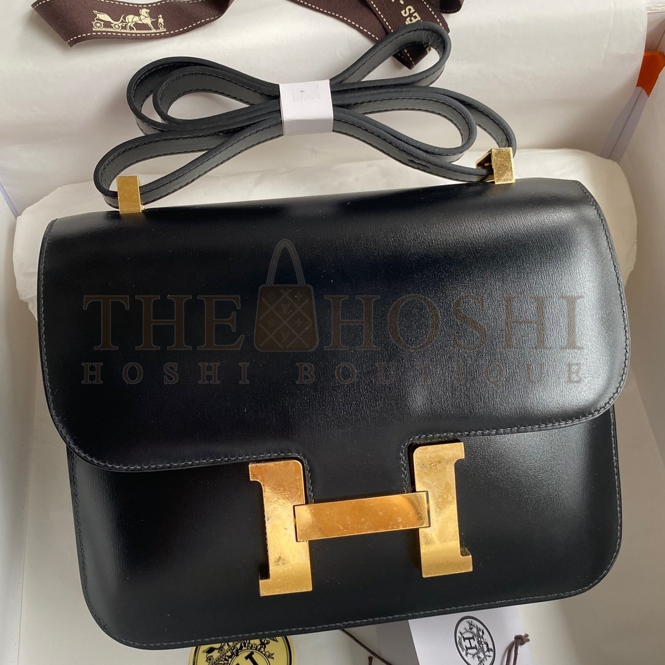 H**me5 Constance Handmade Bag In Black Box Calfskin Master Quality