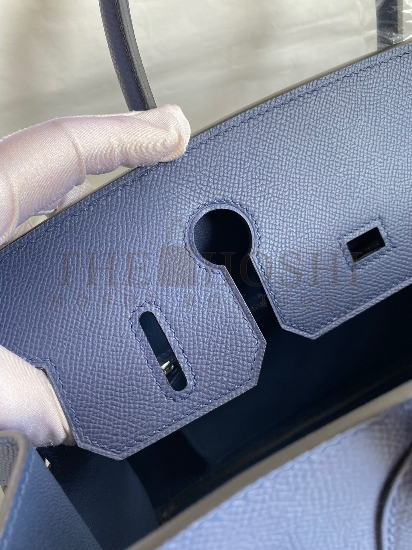 H**me5 Birkin 30 Retourne Handmade Bag In Blue Saphir Epsom Calfskin Master Quality