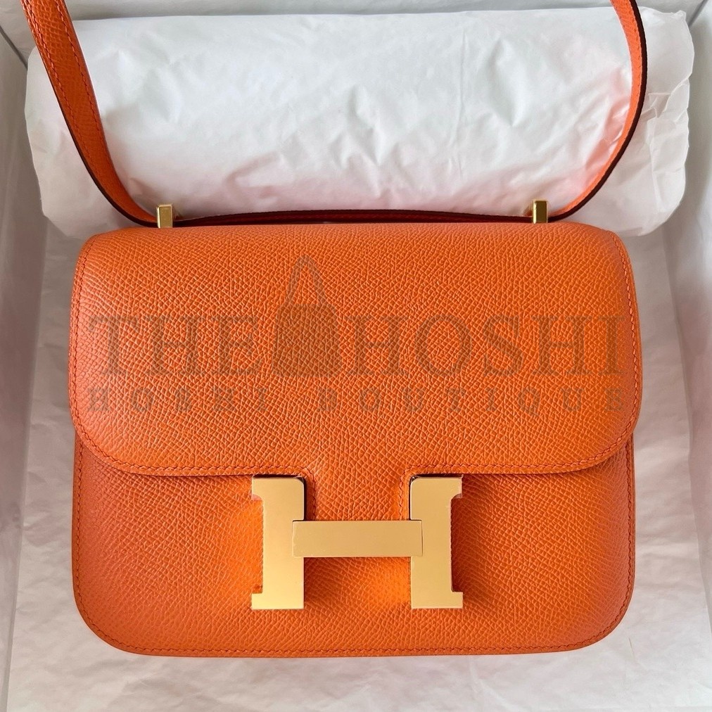 H**me5 Constance 18 Handmade Bag In Orange Epsom Calfskin Master Quality