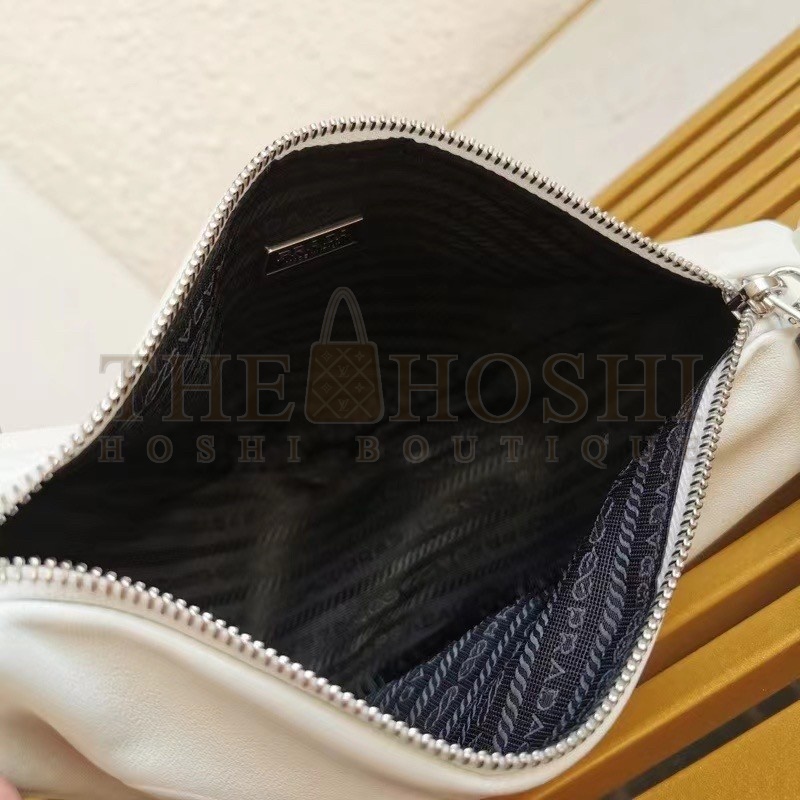 Pra*a Triangle Shoulder Bag In White Leather Master Quality