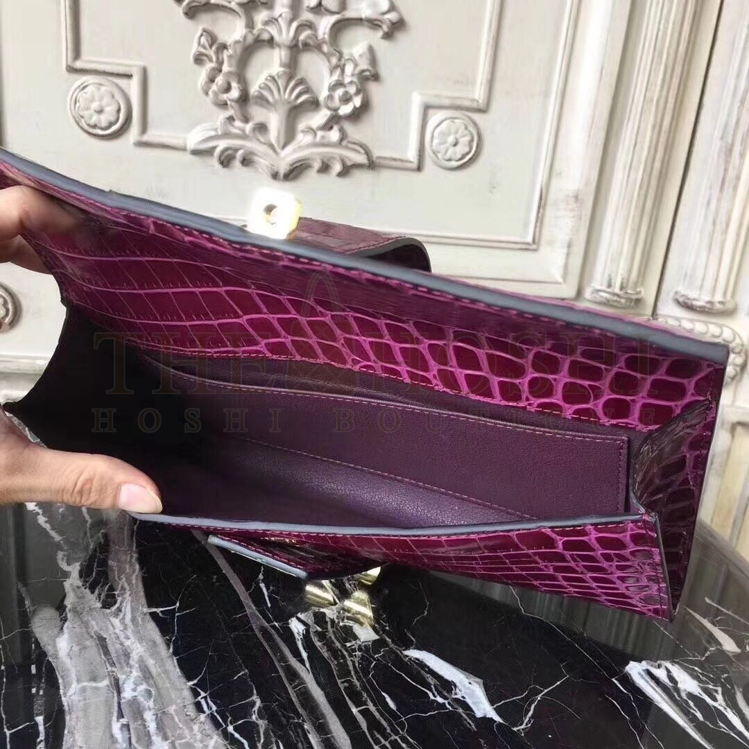 H**me5 Medor Clutch Bag In Fuchsia Crocodile Leather Master Quality